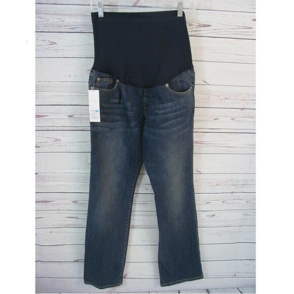 Liz Lange Maternity Jeans Womens Size 6 (32 x 31) Flex Panel Denim Med Wash NWT - Picture 1 of 16